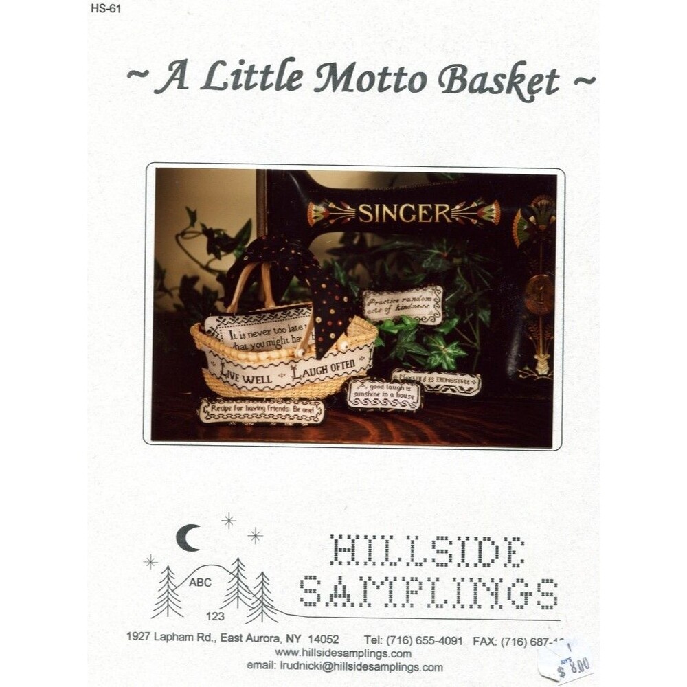Cross Stitch Chart - Hillside Samplings - A Little Moto Basket